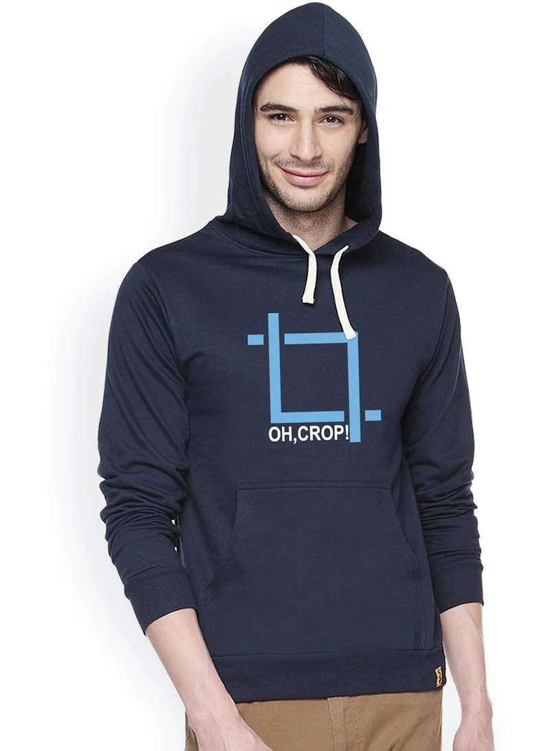 كامبوس سوترا هودي رجالي أزرق داكن بطبعة أوه كروب