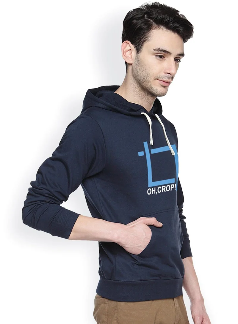 كامبوس سوترا هودي رجالي أزرق داكن بطبعة أوه كروب