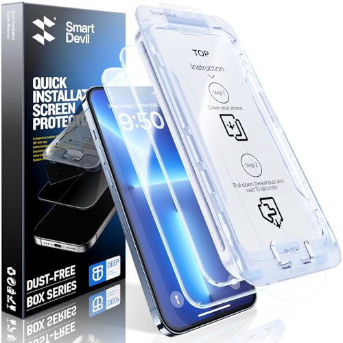 SMARTDEVIL 2 Pack Screen Protector for iPhone 13 / iPhone 13 Pro/iPhone 14 (6.1 Inch), Tempered Glass HD Clear Film, Easy Installation, Dust-Free & Bubble-Free - Image 1