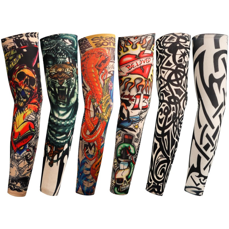 YARIEW Tattoo Sleeves for Men 6Pcs Arm Sleeves Fake Tattoos Sleeves to Cover Arms Sun Protection Sleeves Tattoo Sleeve Covers Temporary Tattoo Sleeves for Men and Women Set 7