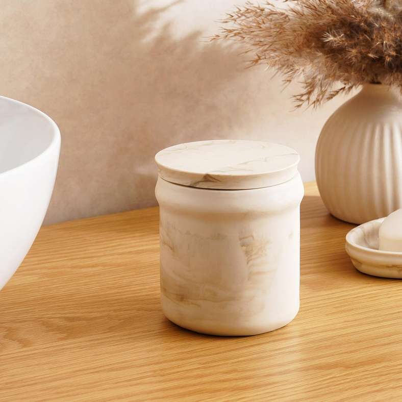 Pan Home Cotton Swab Jar - Beige - Image 1