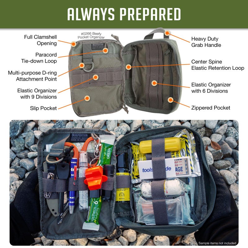 MAXPEDITION Beefy Pocket Organizer (Foliage Green) Compact, MOLLE-Compatible, 1000D Nylon Tactical EDC Pouch, Everyday Carry Tool Pouch & Gear Storage for Outdoor, Tactical, Survival, 0266F - Image 4