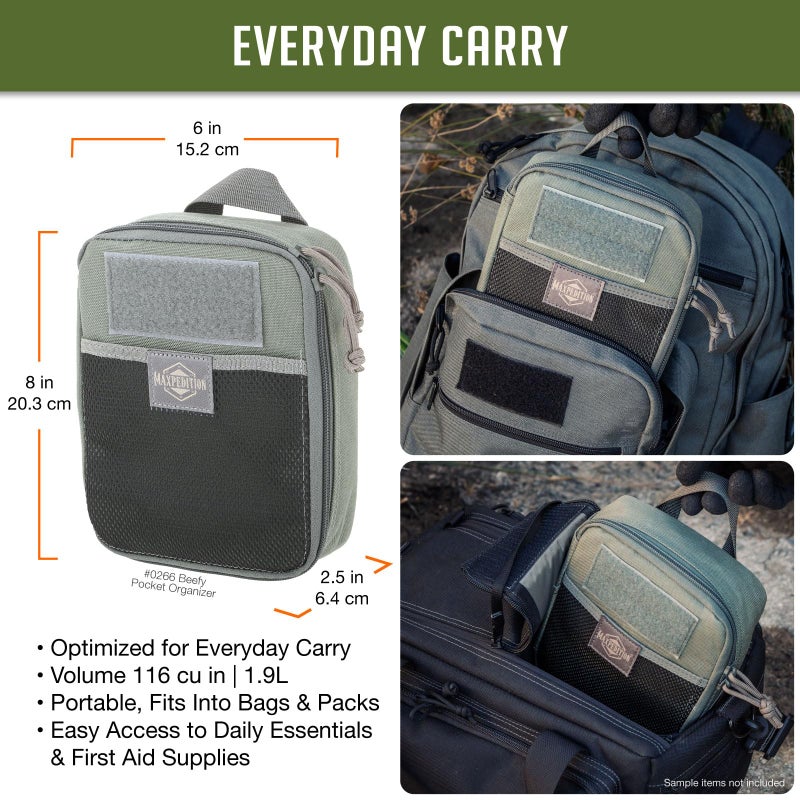 MAXPEDITION Beefy Pocket Organizer (Foliage Green) Compact, MOLLE-Compatible, 1000D Nylon Tactical EDC Pouch, Everyday Carry Tool Pouch & Gear Storage for Outdoor, Tactical, Survival, 0266F - Image 2