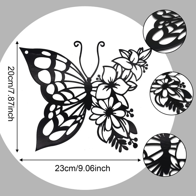 EZ4ENCE Butterfly Decoration Wall Art Boho Home Decor Hanging Appearance Metal Flower for Bedroom Living Room Wall,Black(Medium) - Image 5