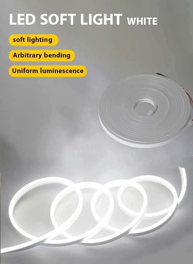 بوكسفالزور شريط إضاءة LED (16.4 قدم/5 متر)، شريط إضاءة LED نيون 12 فولت، حبل إضاءة نيون مقاوم للماء IP67، إضاءة جو مرنة، قابل للقص بنفسك، مجموعة شريط LED لغرفة النوم والمطبخ وديكور مرآة الزينة المنزلية وخزانة غرفة النوم وديكور القارب - Image 1