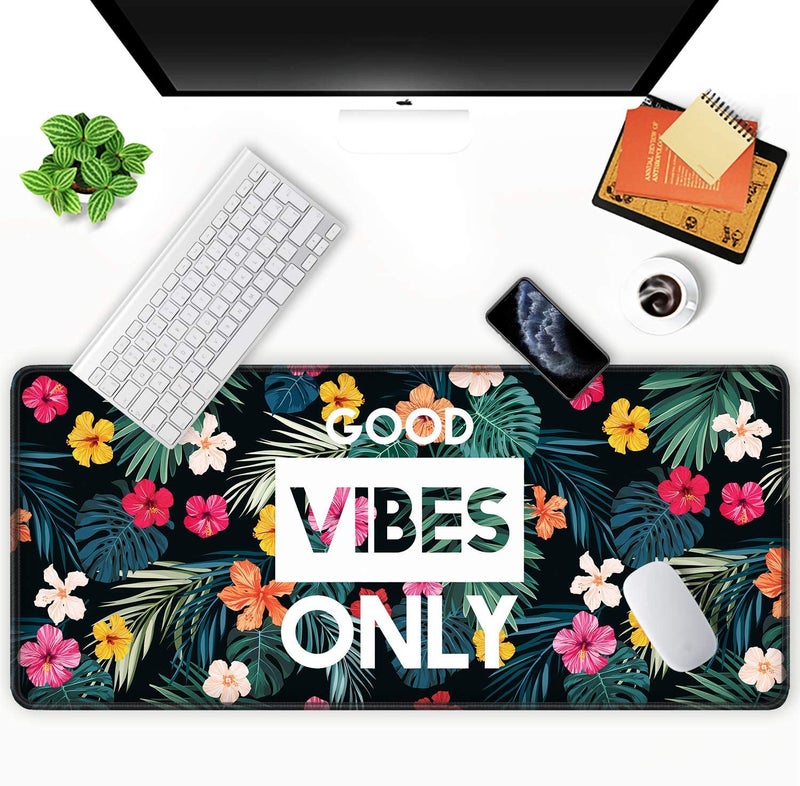 INOVERA Neoprene Extended Anti-Slip Rubber Gaming Mouse Pad Floral Stitched for Laptop, Computer Mat, 885L x 400B mm (Flower Good Vibes Only) - Image 5