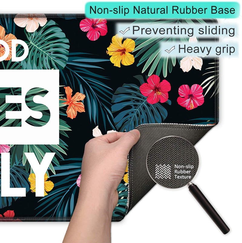 INOVERA Neoprene Extended Anti-Slip Rubber Gaming Mouse Pad Floral Stitched for Laptop, Computer Mat, 885L x 400B mm (Flower Good Vibes Only) - Image 3