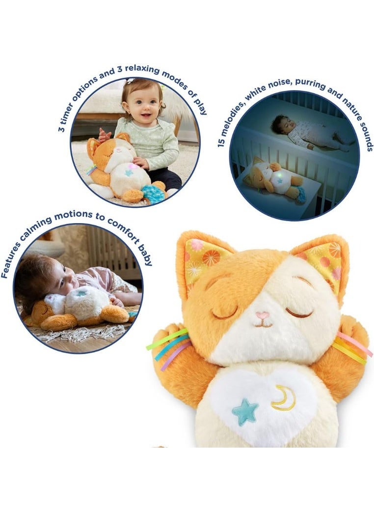 VTech Baby طقم القطط المهدئة من VTech للأطفال، قطة ناعمة ومهدئة مع 3 أوضاع للعب، أصوات طبيعية، خرخرة وحركة تنفس، لعبة تفاعلية، هدية للأطفال من 0، 3، 6، 12 شهرًا وما فوق، النسخة الإنجليزية - Image 2
