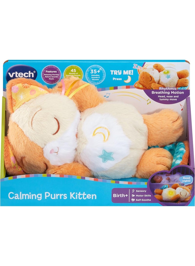 VTech Baby طقم القطط المهدئة من VTech للأطفال، قطة ناعمة ومهدئة مع 3 أوضاع للعب، أصوات طبيعية، خرخرة وحركة تنفس، لعبة تفاعلية، هدية للأطفال من 0، 3، 6، 12 شهرًا وما فوق، النسخة الإنجليزية - Image 3
