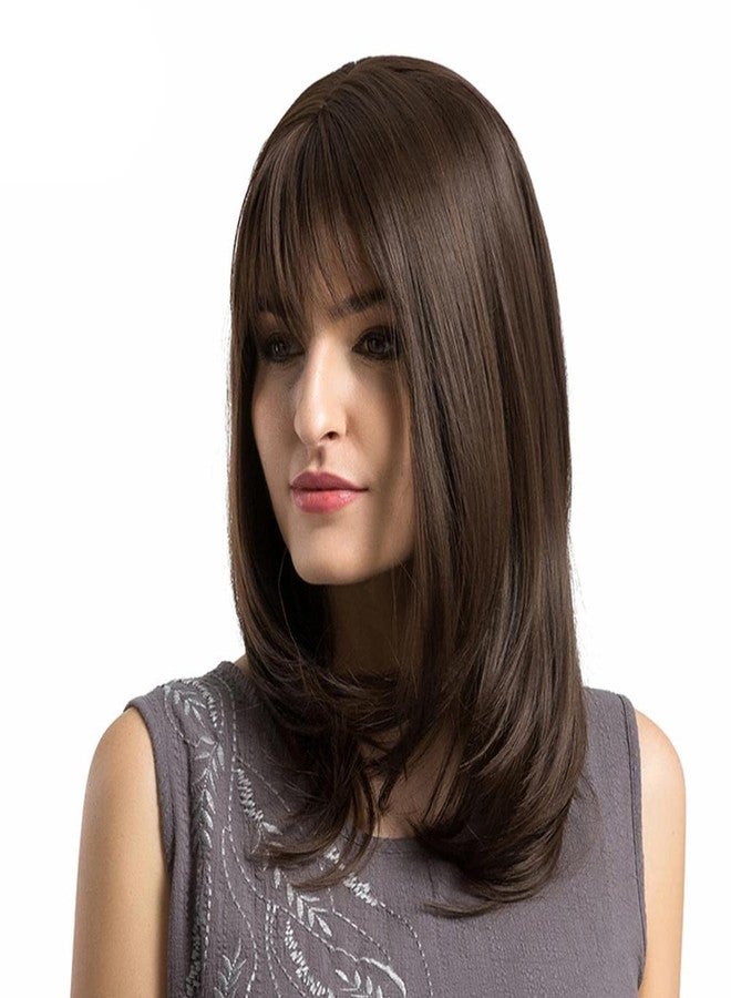 Samyak Full Head Hair Wigs With Front Fringes For Women & Girls | Nakli Baal | False Hair Wig | Cosplay Replacement Wig| Synthetic Hair Wig (Natural Brown) - Image 3