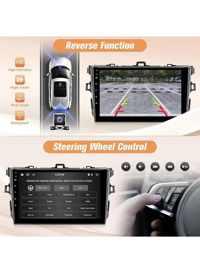 Vierex Android Car Stereo Screen For Toyota Corolla 2008-2013 With Apple Carplay Android Auto Wireless WiFi DSP FM&AM Bluetooth Mic AHD Camera Included Fast Interface (8+128GB Carplay) - Image 4