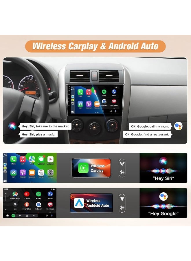 Vierex Android Car Stereo Screen For Toyota Corolla 2008-2013 With Apple Carplay Android Auto Wireless WiFi DSP FM&AM Bluetooth Mic AHD Camera Included Fast Interface (8+128GB Carplay) - Image 3