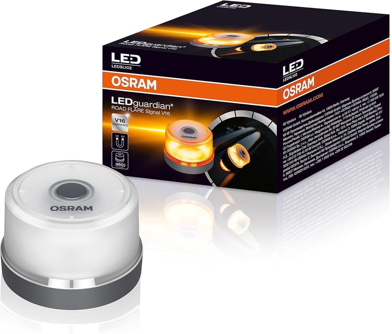 OSRAM LEDguardian ROAD FLARE Signal V16, emergency light for cars, breakdown light, car emergency beacon, round safety warning light for vehicles and motorcycles - Image 1