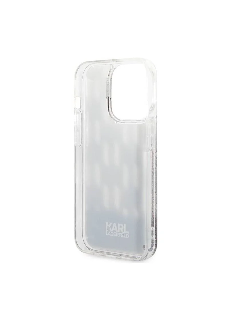 Karl Lagerfeld Liquid Glitter Case Monogram Pattern Multicolor Glitter Compatible With iPhone 14 Pro - Black