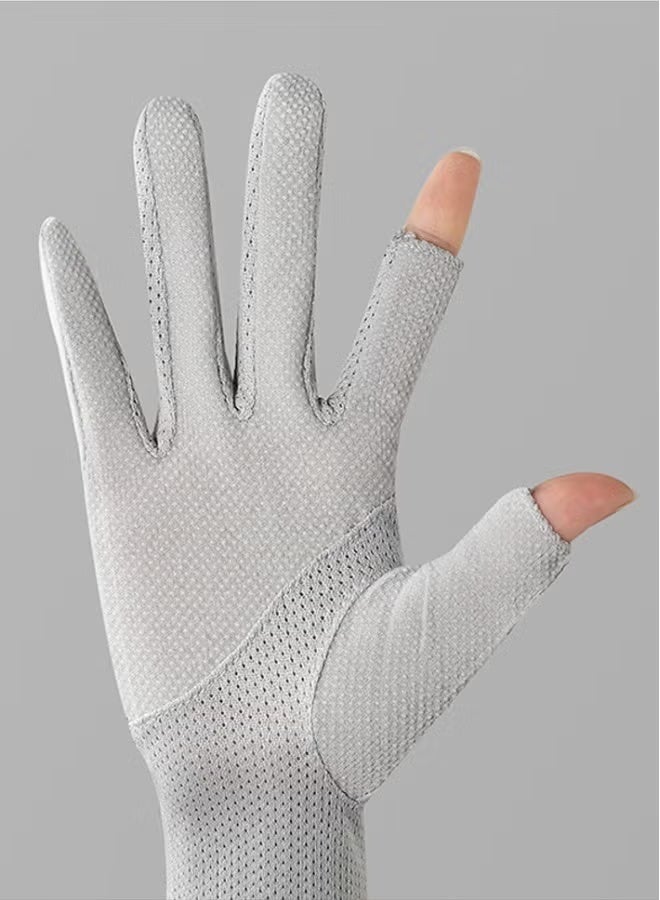 نيبمينينت قفازات القيادة النسائية مكافحة الأشعة فوق البنفسجية مكافحة الانزلاق قفازات التنفس الرمادي - Image 2