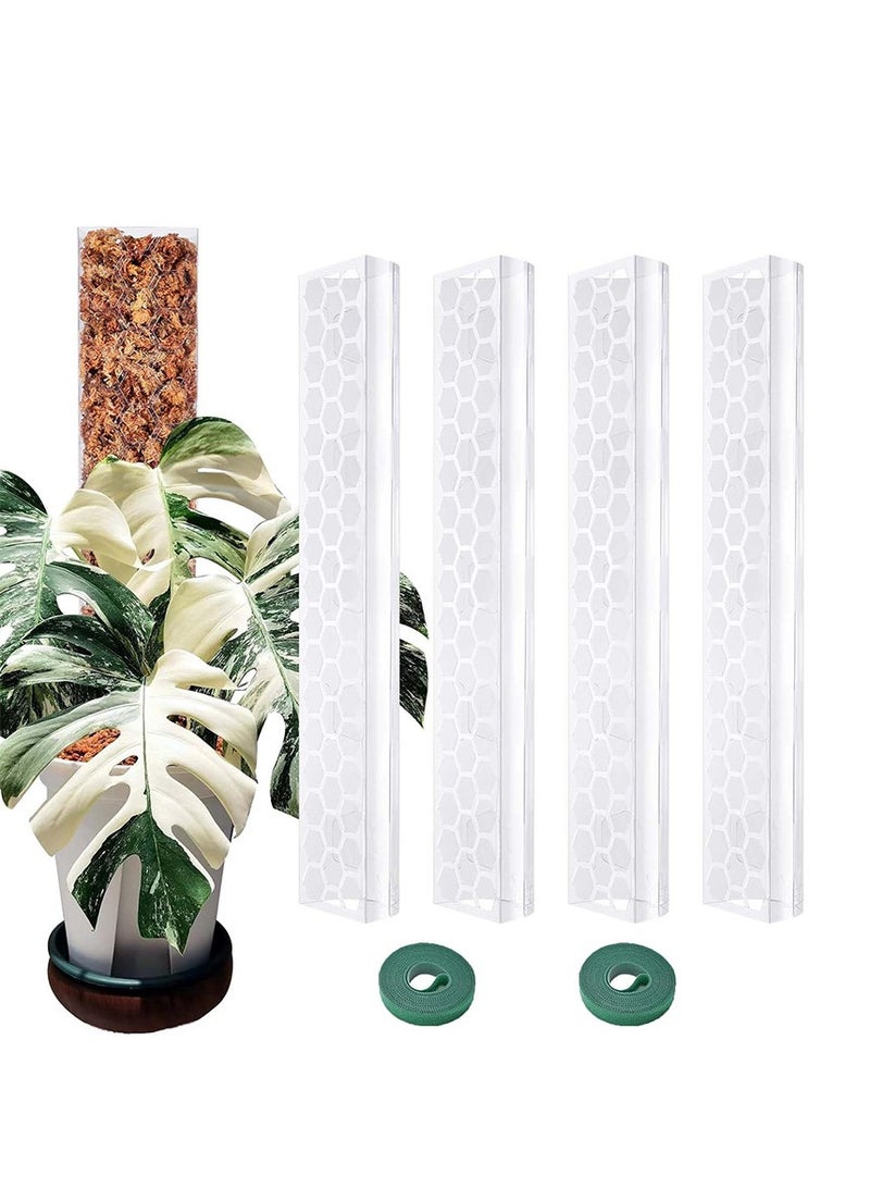 Generic 4 Pcs 17 Inch Plastic Moss Pole for Plants Monstera, Stackable Plant Support for Indoor Climbing Plants  Clear Plant Poles with 1pcs Garden Ties Work with Sphagnum Moss  - Image 1