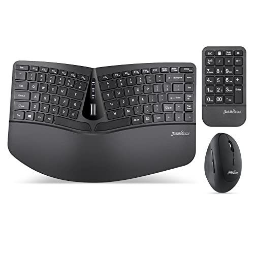 Perixx PERIDUO606A 3in1 Wireless Compact Ergonomic Keyboard with Vertical Mouse and Numeric Keypad Adjustable Palm Rest Tilt Wheel Membrane Low Profile Keys US English - Image 1