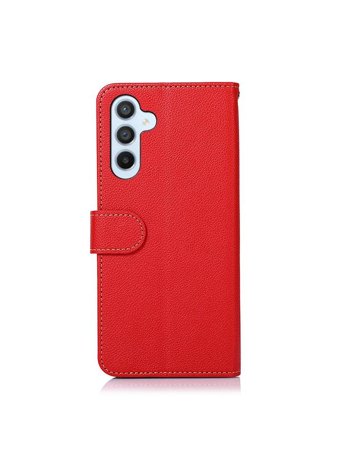 اس-توب جراب لهاتف Samsung Galaxy M35 من KHAZNEH مصنوع من الجلد بنسيج الليتشي بتقنية RFID - Image 4