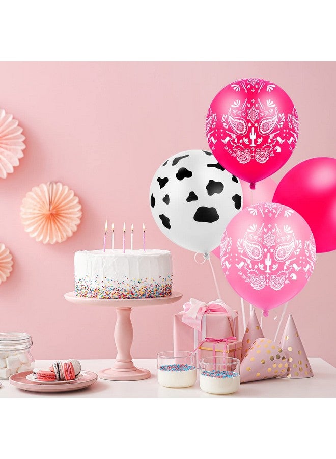 Zhanmai Zhanmai 60 Pcs Cowgirl Balloons Bandana Western Cowgirl Party Decorations Cow Animal Print Balloons for Baby Shower Birthday Supplies, 12 Inch(Pink) - Image 3