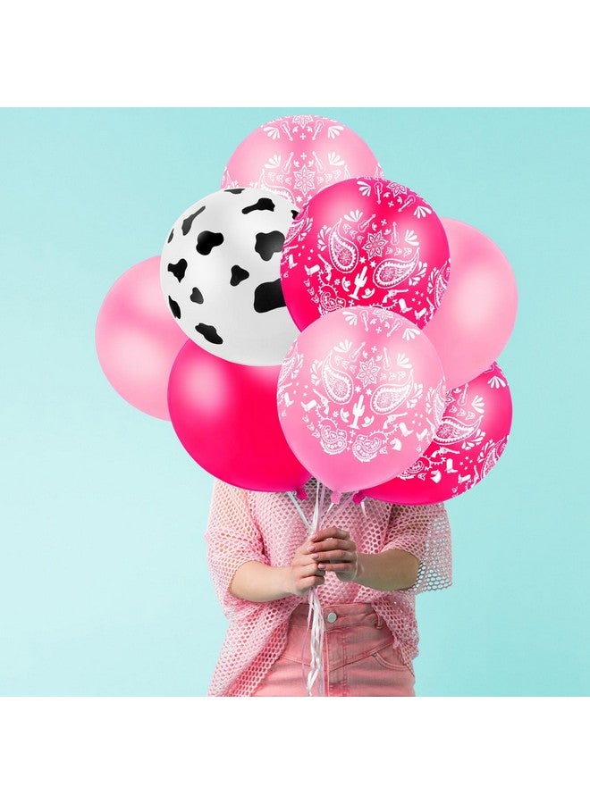 Zhanmai Zhanmai 60 Pcs Cowgirl Balloons Bandana Western Cowgirl Party Decorations Cow Animal Print Balloons for Baby Shower Birthday Supplies, 12 Inch(Pink) - Image 5