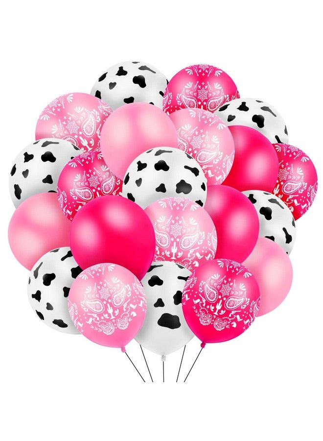 Zhanmai Zhanmai 60 Pcs Cowgirl Balloons Bandana Western Cowgirl Party Decorations Cow Animal Print Balloons for Baby Shower Birthday Supplies, 12 Inch(Pink) - Image 1