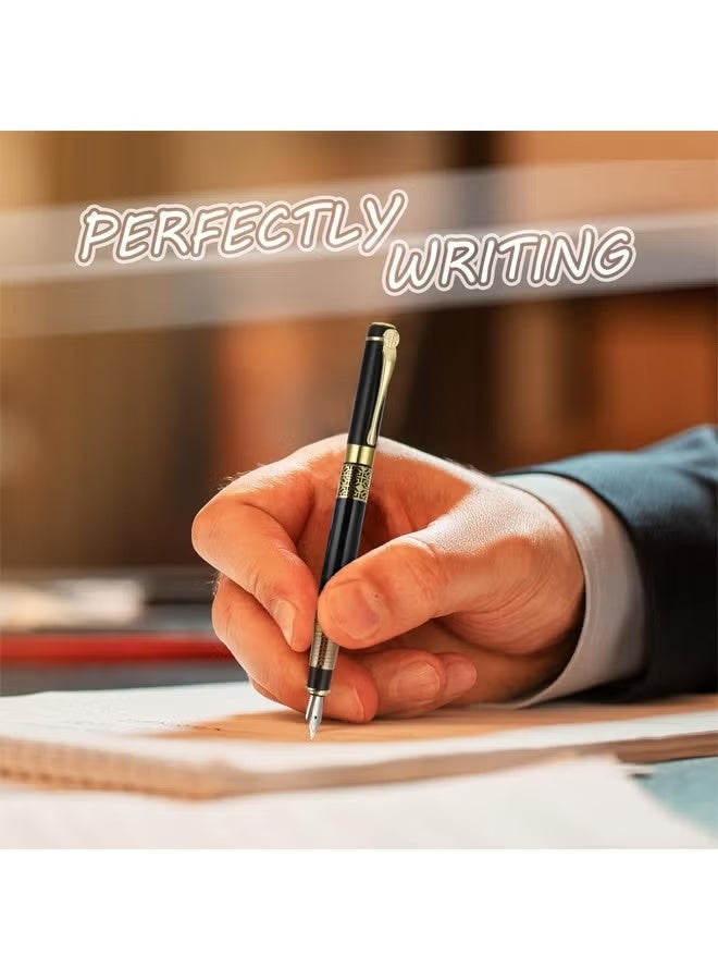 BiuTFon Luxury Fountain Pen Set, 0.5mm Metal Fountain Pen with 30ml Ink and Replacement Cartridges, Medium Point Business Writing Pen Calligraphy Pen for Journaling Signature School Office Gift Supplies - Image 4