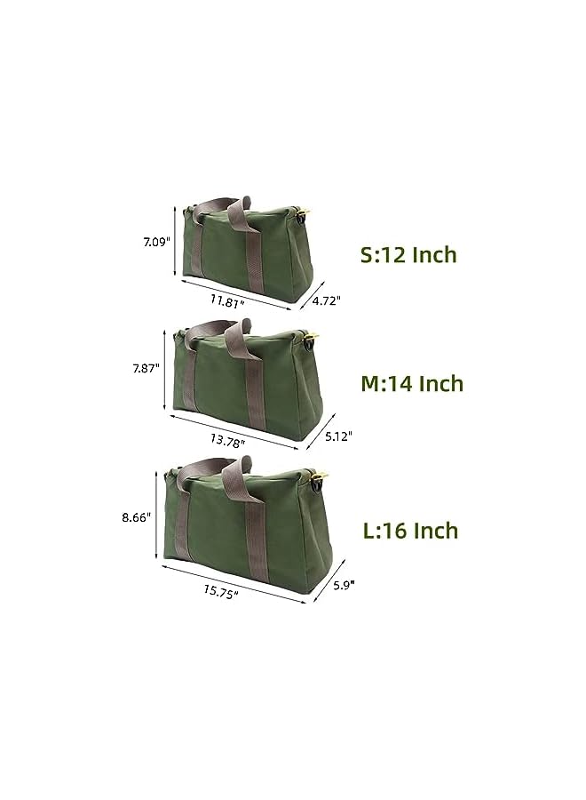 PROMASS promass Canvas Wide Mouth Tool Bag, Portable Zippered Handbag, Large Capacity Tool Tote Storage Bag for Electricians, Power Tool Organizer Pouch, Tool Bags for Men（14in)  - Image 2