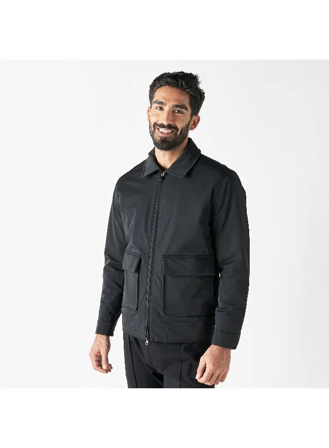 Iconic Iconic Solid Zip Through Jacket with Pockets