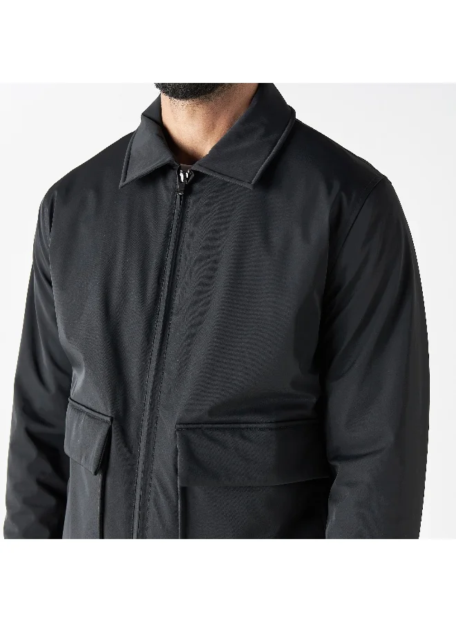 Iconic Iconic Solid Zip Through Jacket with Pockets