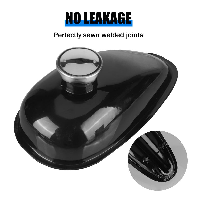 TIMZH 2L black metal fuel tank with lid, Petcock, filter and complete installation kit, compatible with 2-stroke 49-80cc bicycles and electric bicycles - Image 4