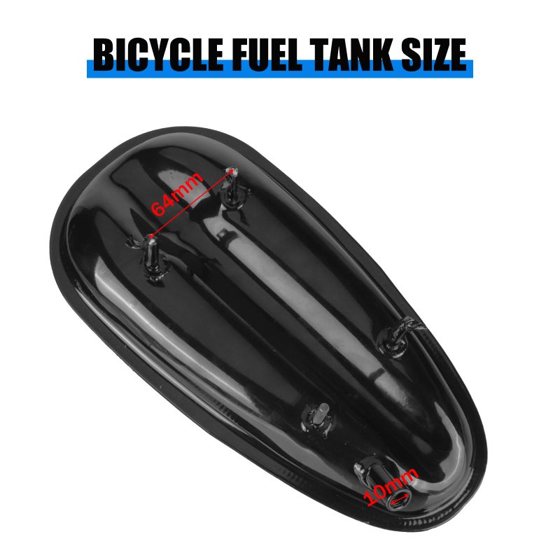 TIMZH 2L black metal fuel tank with lid, Petcock, filter and complete installation kit, compatible with 2-stroke 49-80cc bicycles and electric bicycles - Image 3