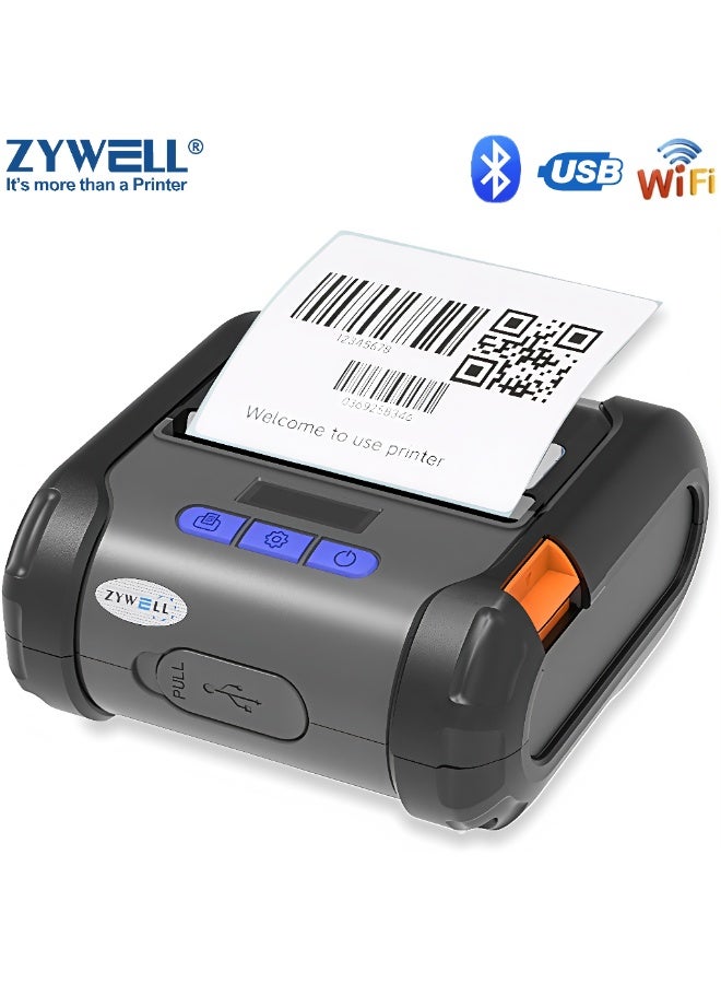 زايويل طابعة إيصالات حرارية وطابعة ملصقات تدعم USB وWi-Fi وBluetooth، مقاس 58 مم/80 مم، متوافقة مع أجهزة Android وSquare وMac وWindows وChromebook وLinux - Image 1