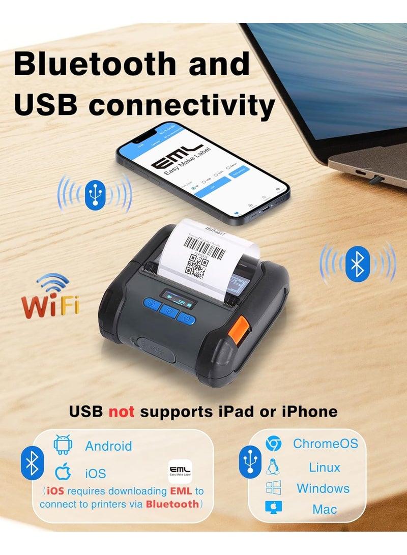 زايويل طابعة إيصالات حرارية وطابعة ملصقات تدعم USB وWi-Fi وBluetooth، مقاس 58 مم/80 مم، متوافقة مع أجهزة Android وSquare وMac وWindows وChromebook وLinux - Image 5