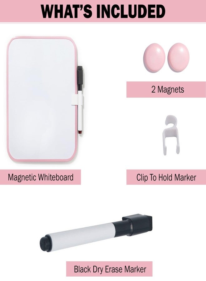 Cerem Magnetic Dry Erase Board for School Locker, 6" x 8" Marker and 2 Magnets - Small Whiteboard for Classroom, Home, Office, Travel - Pink - Image 2
