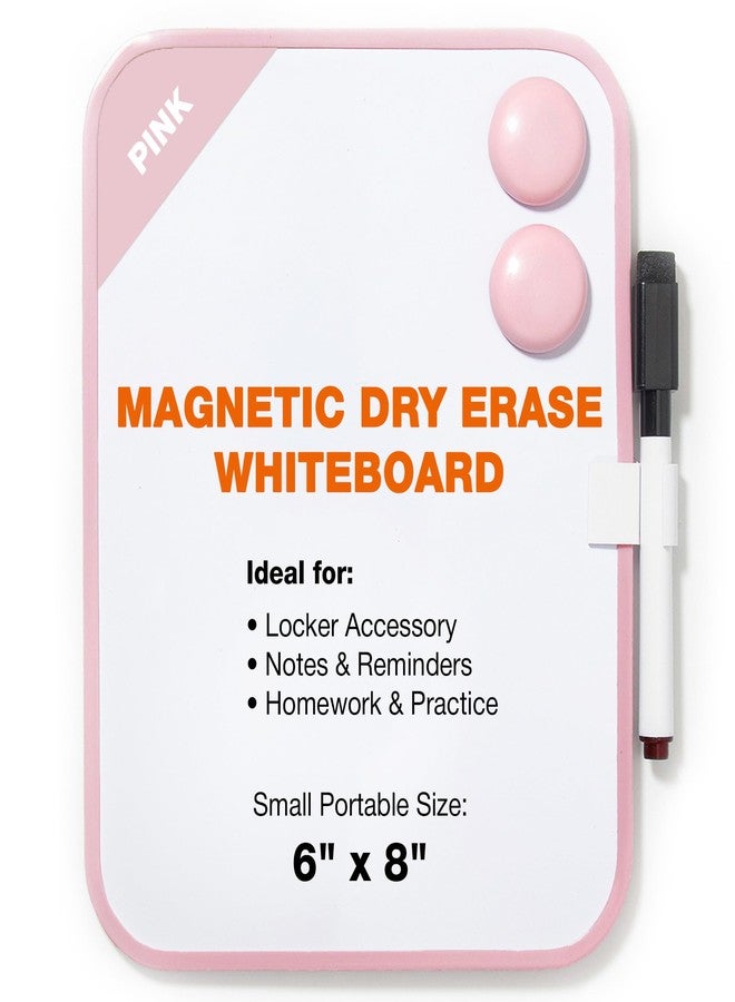Cerem Magnetic Dry Erase Board for School Locker, 6" x 8" Marker and 2 Magnets - Small Whiteboard for Classroom, Home, Office, Travel - Pink - Image 1