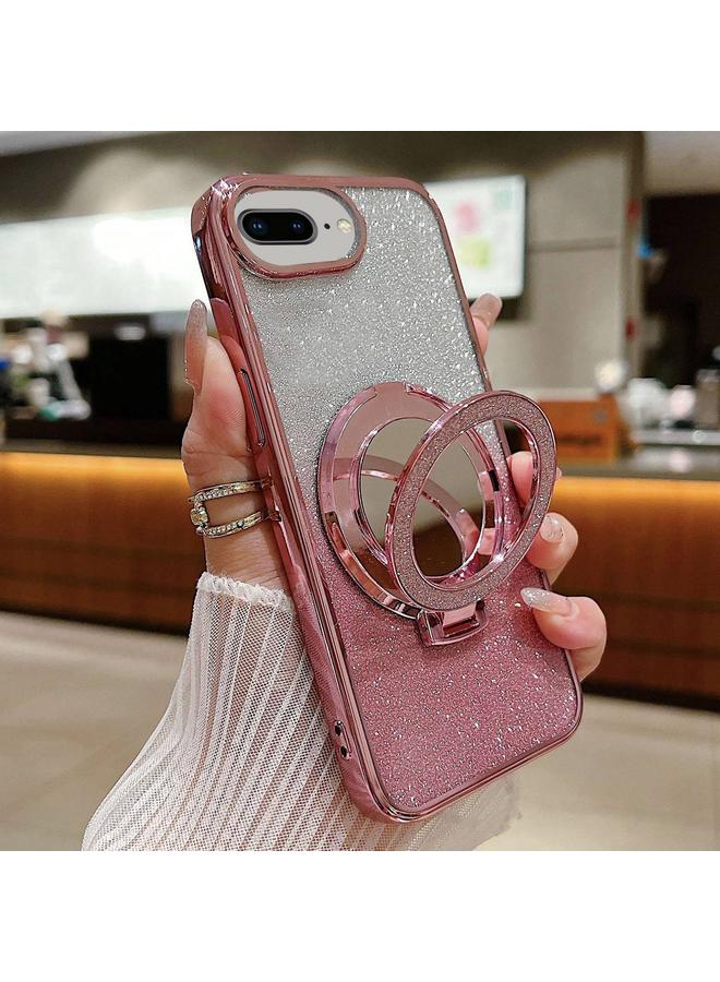 اس-توب جراب لهاتف iPhone 7 Plus / 8 Plus مع حامل مرآة مطلي بلون متدرج لامع جراب هاتف MagSafe - Image 1