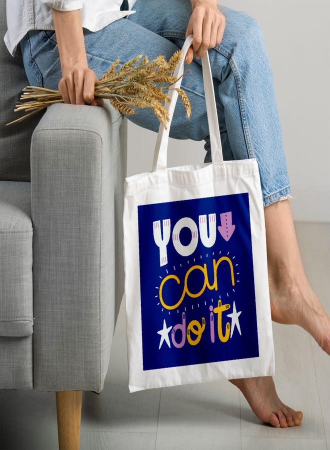 ARTBUG Tote Bag for Women with zip, Aesthetic Canvas tote bag for college girls, office, stylish and reusable - You Can - D No - 176 - Image 2