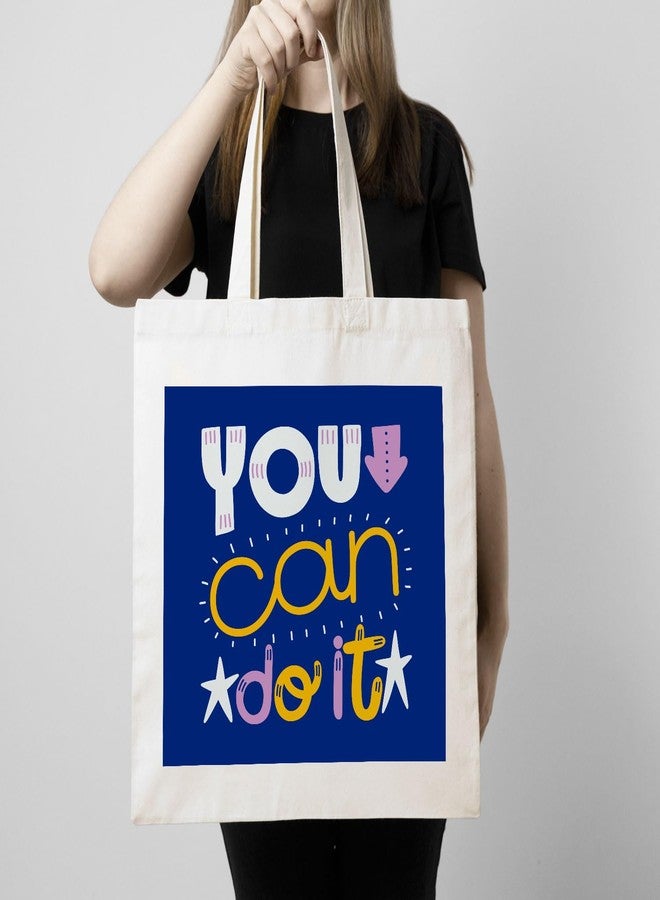 ARTBUG Tote Bag for Women with zip, Aesthetic Canvas tote bag for college girls, office, stylish and reusable - You Can - D No - 176 - Image 3