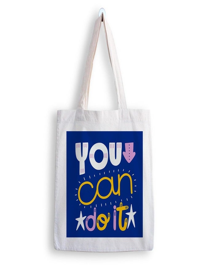 ARTBUG Tote Bag for Women with zip, Aesthetic Canvas tote bag for college girls, office, stylish and reusable - You Can - D No - 176 - Image 1