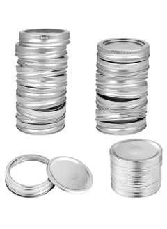 Y&D 24 Pcs Jar Lids Airtight Metal Regular Mouth Canning Silicone Stretch for Seal the Lid Split-Type Leak Proof and Silver Secure Caps Suction (7cm)  - Image 1
