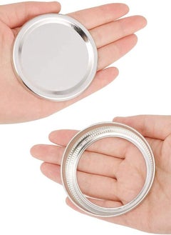 Y&D 24 Pcs Jar Lids Airtight Metal Regular Mouth Canning Silicone Stretch for Seal the Lid Split-Type Leak Proof and Silver Secure Caps Suction (7cm)  - Image 3