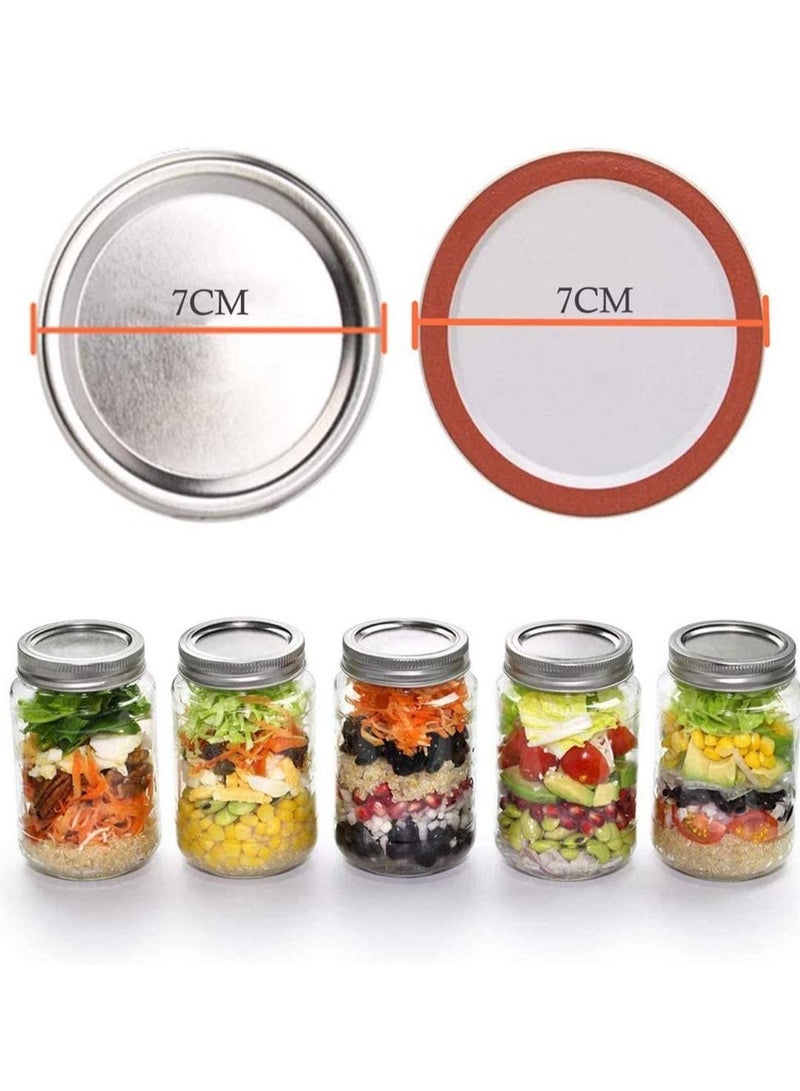 Y&D 24 Pcs Jar Lids Airtight Metal Regular Mouth Canning Silicone Stretch for Seal the Lid Split-Type Leak Proof and Silver Secure Caps Suction (7cm) - Image 4