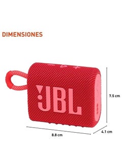 On-The-Go Kit: JBL Go 3 Portable Bluetooth Wireless Speaker, IP67 Waterproof and Dustproof Built-in Battery - Red