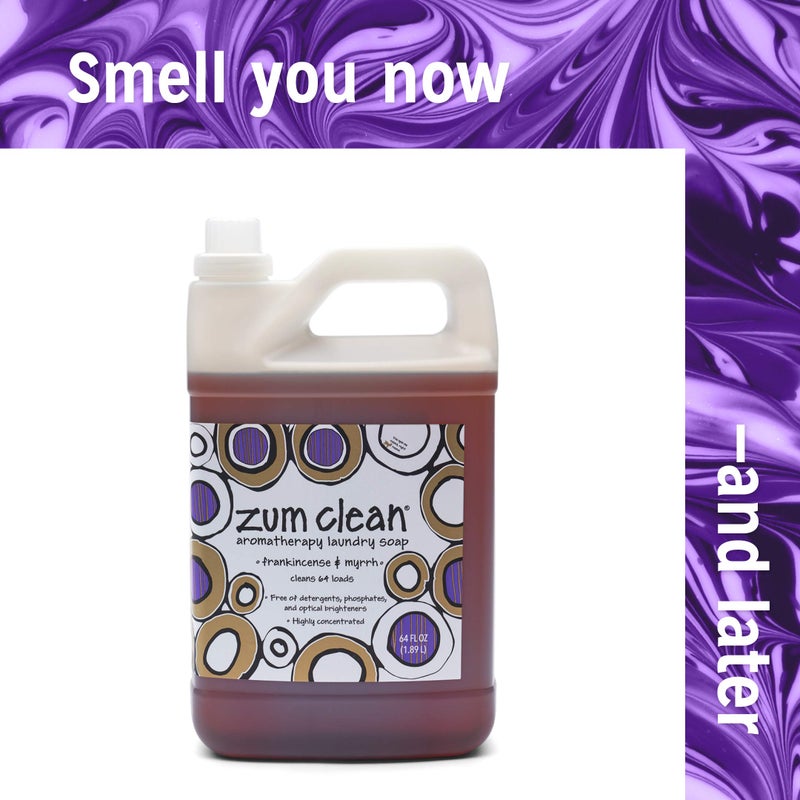 ZUM Indigo Wild Zum Clean Laundry Soap - Plant-Based Liquid Laundry Soap - Contains Baking Soda, Essential Oils & Saponified Coconut Oil - Frankincense & Myrrh Scent - 64 fl oz - Image 3