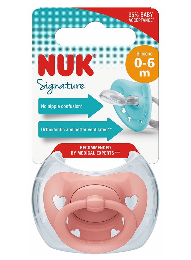 NUK Pacifier Signature 0 6M 1Pc (Pink)