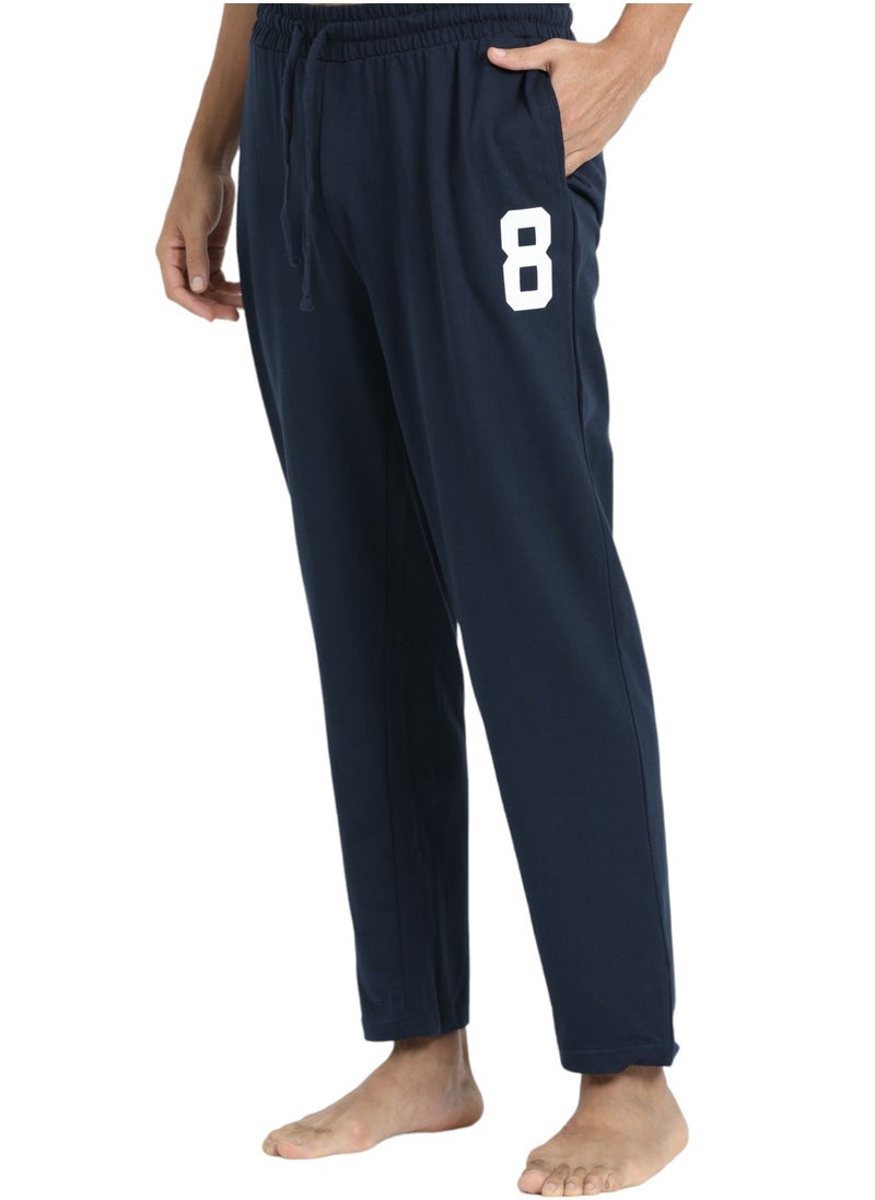 victor and jane Men's Cotton Pyjama Sets with Round Neck T-shirt in White-Red and Navy long pants  - Image 5