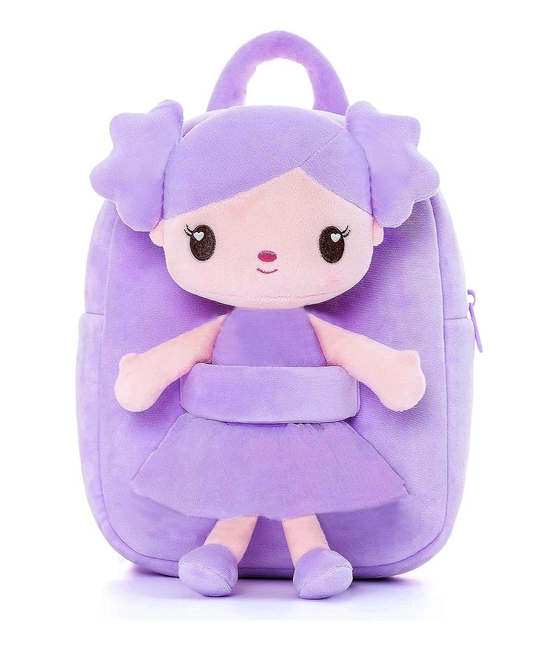 Frantic Soft Cute Kids School Bag Picnic Backpack(FullBody_Purple_Myra_Doll_24_A) - Image 1