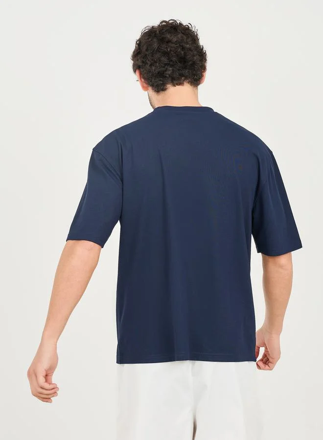 Styli Micro Pique Knit Oversized Tshirt with Reflective Logo