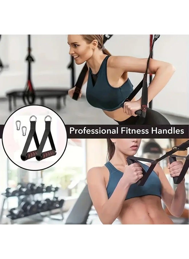 Goolsky 4pcs/set Fitness Handles for Resistance Bands, Non-slip Sponge Grips, with Strong Nylon Straps, Suitable for Yoga and Strength Training (2 Handles + 2 Carabiners) - Image 3