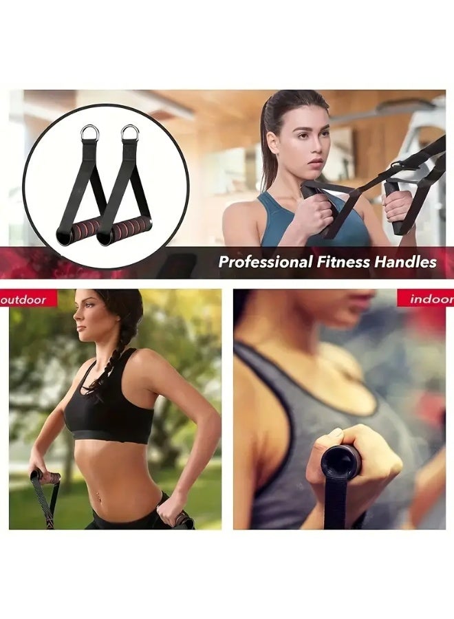 Goolsky 4pcs/set Fitness Handles for Resistance Bands, Non-slip Sponge Grips, with Strong Nylon Straps, Suitable for Yoga and Strength Training (2 Handles + 2 Carabiners) - Image 4